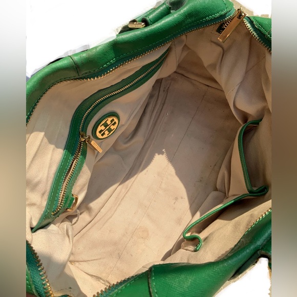 Tory Burch Saffiano Leather Robinson Satchel/Crossbody Kelly Green - Picture 15 of 16